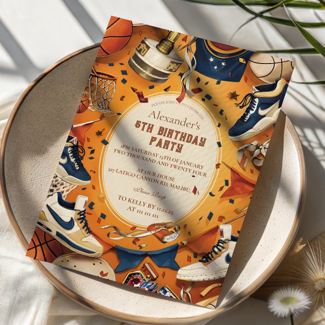 Retro Basketball Court Birthday Einladung (Von Creator hochgeladen)