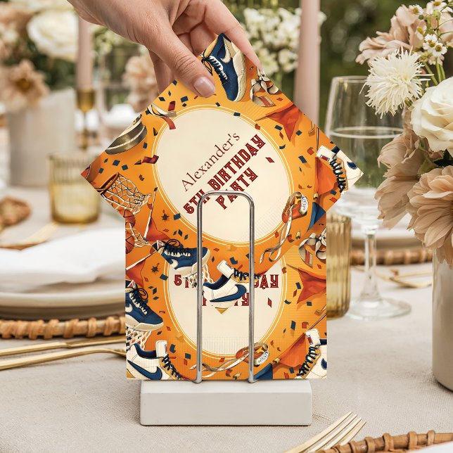 Retro Basketball Court Birthday Serviette (Von Creator hochgeladen)