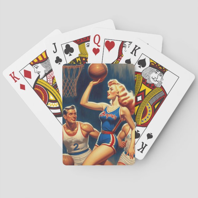 Retro Basketball-Illustration Spielkarten (Rückseite)