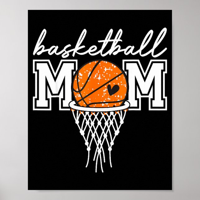 Retro-Basketball-Mutter Mama lustige Mutter Spielt Poster (Vorne)