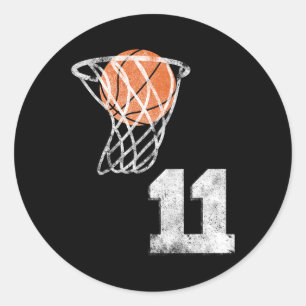 Retro-Basketballtrikot Nummer 11 Spielernummer Runder Aufkleber