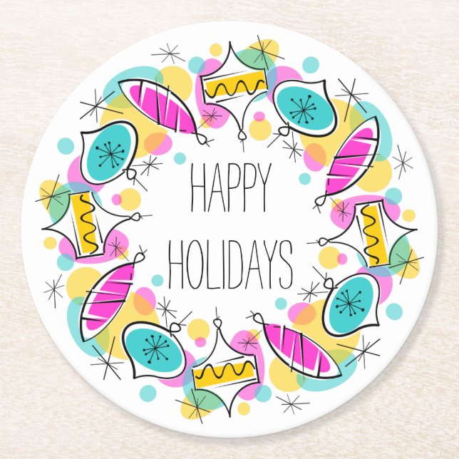 Retro Baubles Circuit Holidays Untersetzer (Vorderseite)