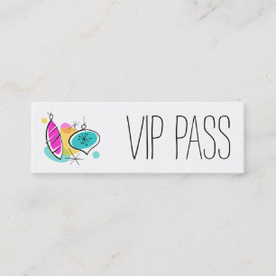 Retro Baubles Groups "VIP PASS" dünn Mini Visitenkarte