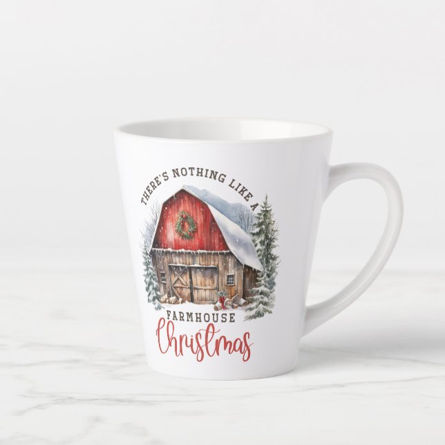 Retro Bauernhaus Weihnachtsstall gemütliche Szene Milchtasse (Rechts)