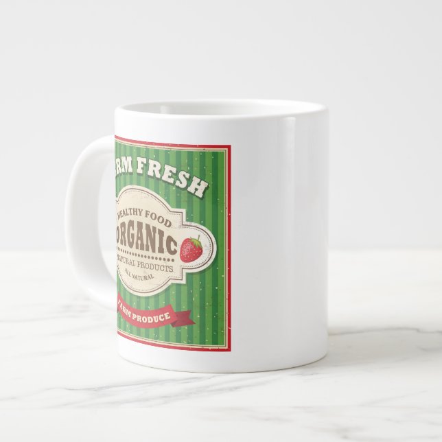 Retro-Bauernhof Frische Plakatgestaltung Jumbo-Tasse (Vorderseite Links)