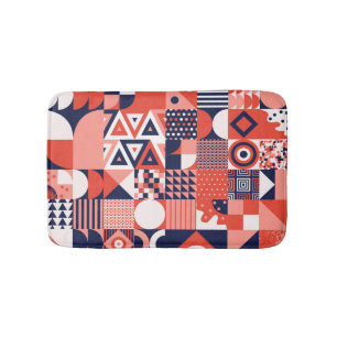 Retro Bauhaus Design, farbenfroh geometrisch. Badematte