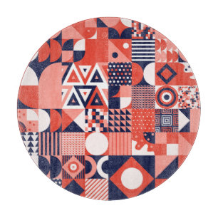 Retro Bauhaus Design, farbenfroh geometrisch. Schneidebrett
