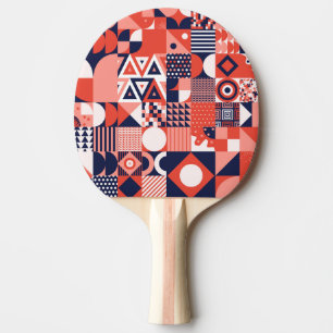 Retro Bauhaus Design, farbenfroh geometrisch. Tischtennis Schläger