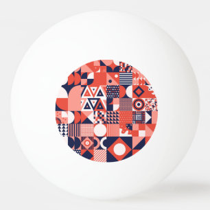 Retro Bauhaus Design, farbenfroh geometrisch. Tischtennisball