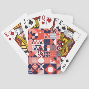 Retro-Bauhaus-Design, farbenfrohe Geometrie. Spielkarten