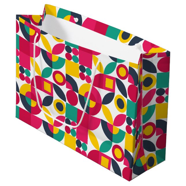 Retro Bauhaus Große Geschenktüte (Vorderseite Schrägansicht)