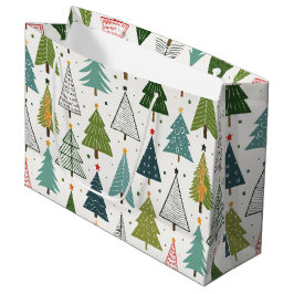 Retro-Bäume Große Geschenktüte