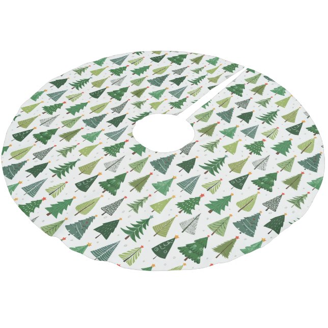 Retro-Bäume Polyester Weihnachtsbaumdecke (Schrägansicht)