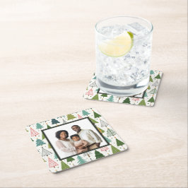 Retro-Bäume Rechteckiger Pappuntersetzer