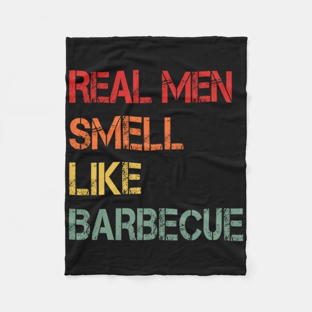 Retro Bbq Echte Männer Riechen Nach Barbecue-Rauch Fleecedecke (Vorderseite)