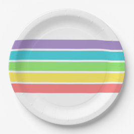 Retro Be Happy Face Pickleball Rainbow Birthday Pappteller