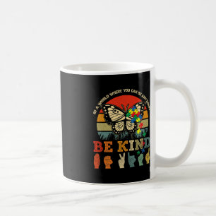 Retro Be Kind Puzzle Butterfly ASL Lehrer Autismus Kaffeetasse