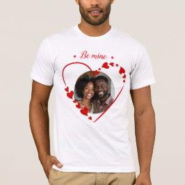 Retro Be Mine Schrift & Skizzen-Herz Foto  T-Shirt