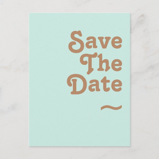 Retro Beach | Aqua Save The Date Carte Postale (Devant)