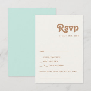 Retro Beach   Aqua Song Request RSVP Card Karte