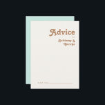 Retro Beach | Aqua Wedding Advice Card Hinweiskarte<br><div class="desc">Dieser Retro-Strand | Wassa Hochzeitsratenkarte ist perfekt für Ihre Vintage, farbenfrohe tropische Hochzeitsfeier. Sein einzigartiger böhmischer Schriftart aus der Mitte des Jahrhunderts verleiht diesem Design eine klassisch minimalistische Hippie-Atmosphäre. Nehmen wir an, Sie suchen ein Design, das helle, rustikale Farben für den Küstenmeer für Ihre kreative Strandhochzeit in den 70er Jahren...</div>