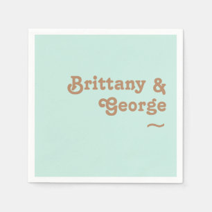 Retro Beach Aqua Wedding Napkins Serviette
