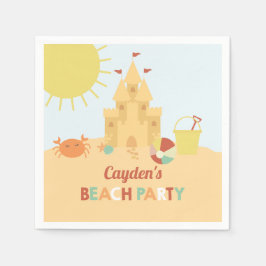 Retro Beach Birthday Party Sandburg Serviette