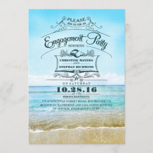 Retro Beach Blue ombre Party lädt ein Einladung