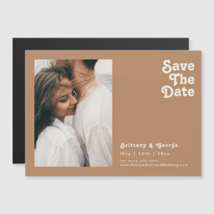 Retro Beach Braune horizontale Save the Date Magneteinladung
