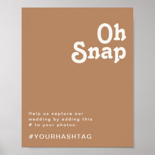 Retro Beach Brown Oh Snap Hashtag Zeichen Poster
