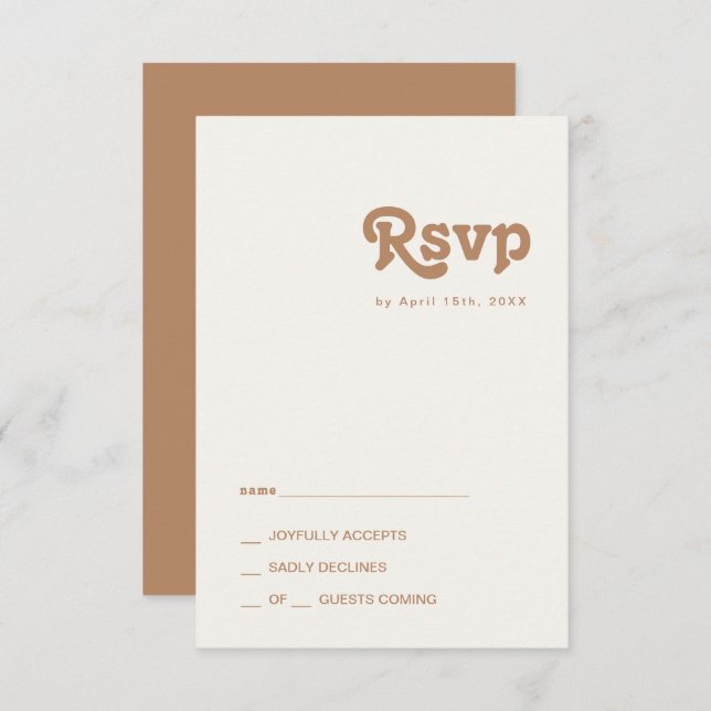 Retro Beach | Brown RSVP Card (Vorne/Hinten)