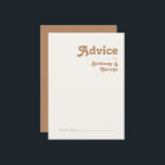 Retro Beach | Brown Wedding Advice Card Hinweiskarte<br><div class="desc">Dieser Retro-Strand | Die braune Hochzeitsratenkarte ist ideal für Ihre Vintage, farbenfrohe Hochzeitsfeier im tropischen Boho. Sein einzigartiger böhmischer Schriftart aus der Mitte des Jahrhunderts verleiht diesem Design eine klassisch minimalistische Hippie-Atmosphäre. Nehmen wir an, Sie suchen ein Design, das helle, rustikale Farben für den Küstenmeer für Ihre kreative Strandhochzeit in...</div>