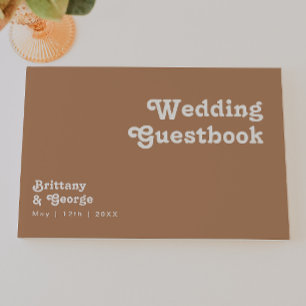 Retro Beach Brown Wedding Guestbook Gästebuch