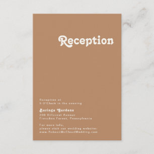 Retro Beach Brown Wedding Reception Card Begleitkarte