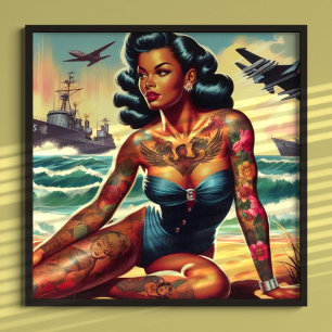 Retro Beach Button-up Poster