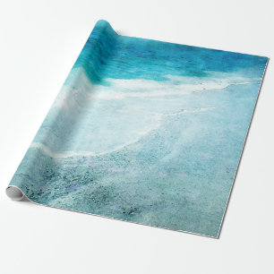 Retro Beach - Coastal Aquamarin Blue Ocean Wasserf Geschenkpapier
