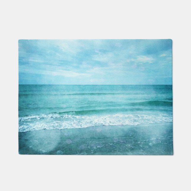 Retro Beach - Coastal Ocean Aquamarin Blue Waterco Fußmatte (Vorderseite)