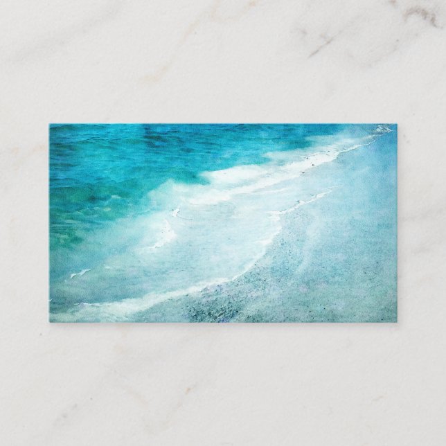 Retro Beach - Coastal Ocean Aquamarin Blue Waterco Visitenkarte (Vorderseite)