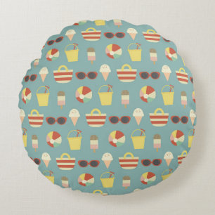 Retro Beach Days und Polka Dots Rundes Kissen