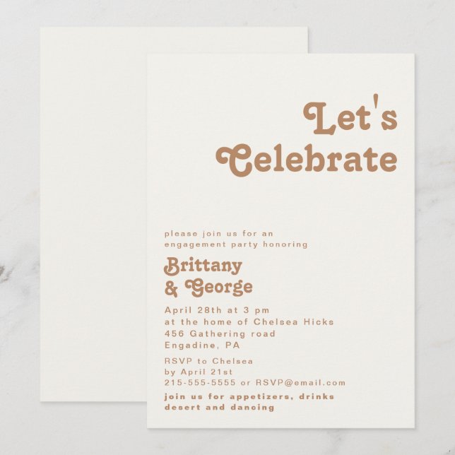 Retro Beach | Elfenbein Feiern Einladung (Vorne/Hinten)