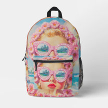 Retro Beach Girl mit Blumenbrille