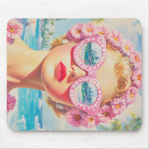 Retro Beach Girl mit Blumenbrille