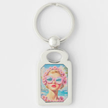 Retro Beach Girl mit Blumenbrille