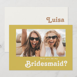 Retro Beach Gold Foto Bridesmaid Vorschlag Card Einladung