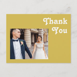 Retro Beach Gold Foto Wedding Vielen Dank Postkarte