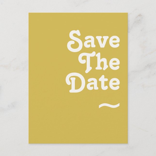 Retro Beach | Gold Save the Date Postkarte (Vorderseite)