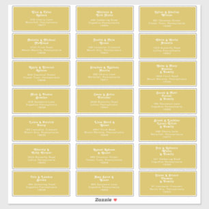 Retro Beach Gold Wedding Guest Address Sticker