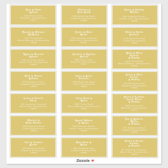 Retro Beach | Gold Wedding Guest Address Sticker (Blatt)