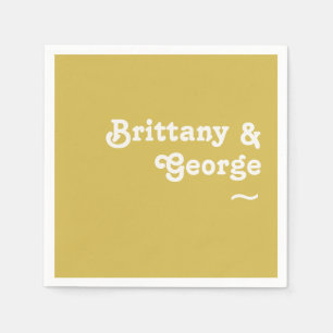 Retro Beach   Gold Wedding Napkins Serviette