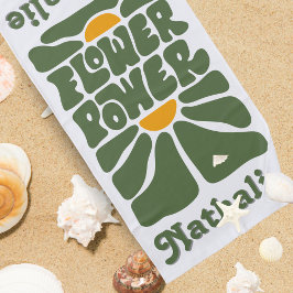 Retro Beach Handtuch mit Namen - Personalisiertes 